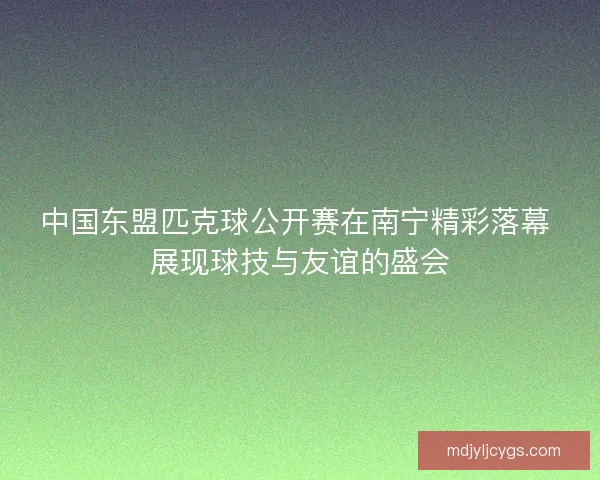 中国东盟匹克球公开赛在南宁精彩落幕 展现球技与友谊的盛会